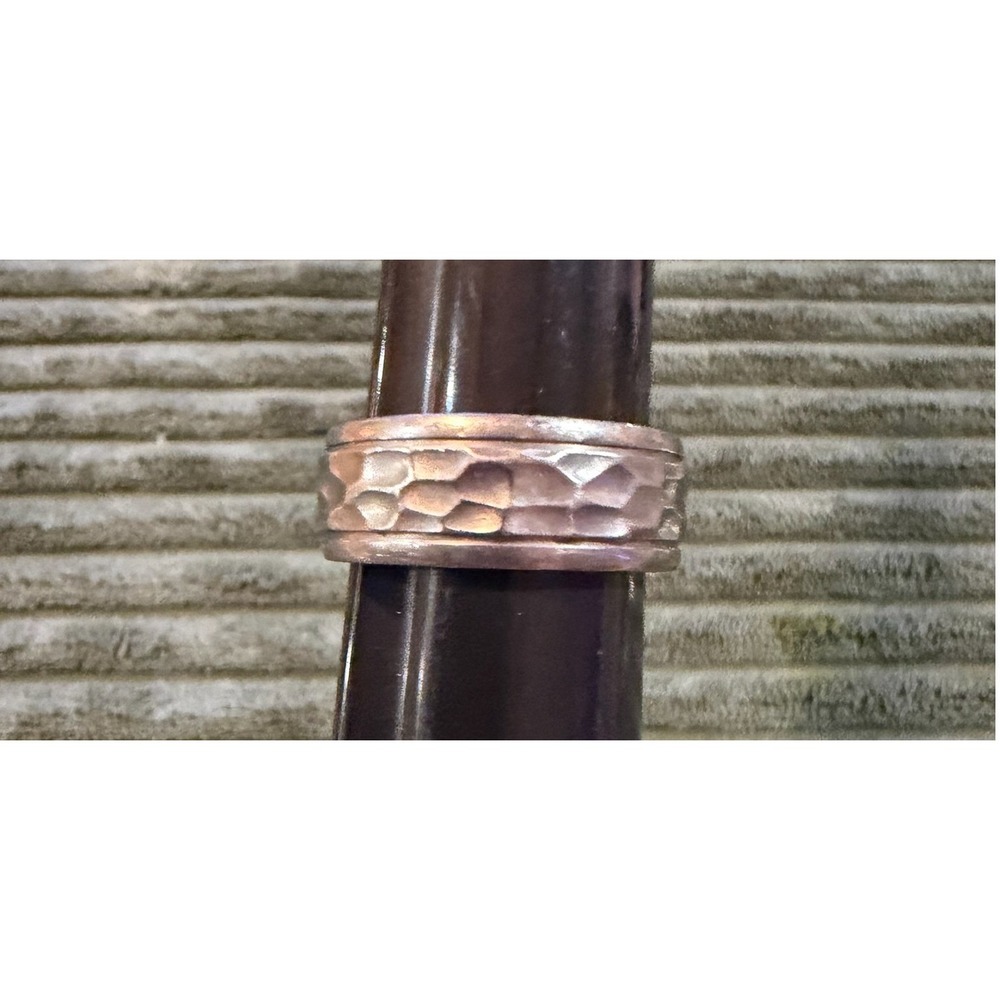 RGC Titanium Hammered Band Ring Mens Womens Modern Minimalist Silver Tone Size 8